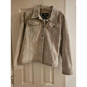 Fabio Women's Tan Suede Genuine Soft Leather Rib Lined Short Jacket Size L VTG